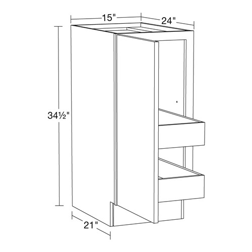 Strata Gray Flat Panel Base Full Height 15" 2 Rollout 