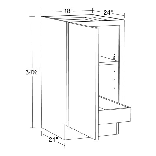 Strata Gray Flat Panel Base Full Height 18" 1 Rollout 