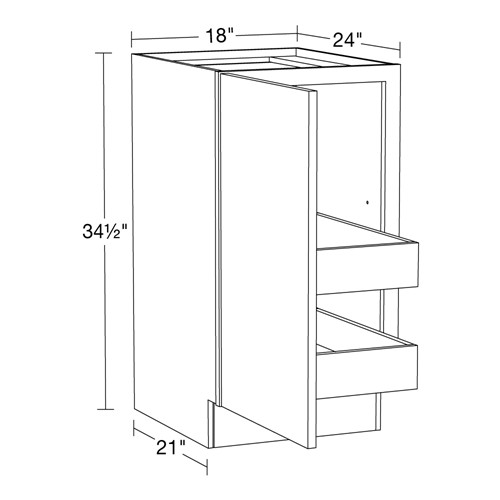 Strata Gray Flat Panel Base Full Height 18" 2 Rollout 