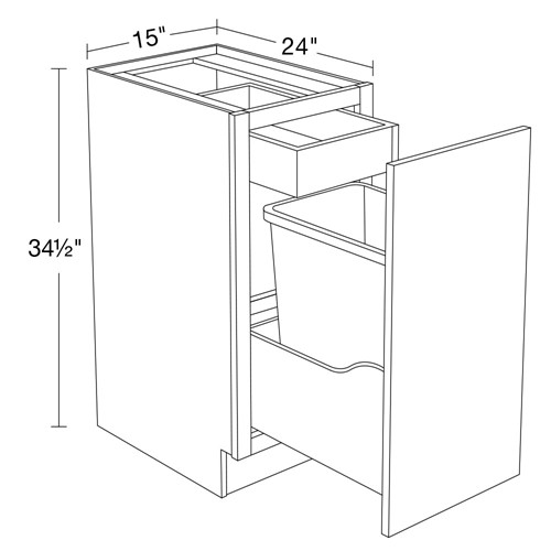 Strata Gray Flat Panel Deluxe Single Wastebasket Cabinet 15"