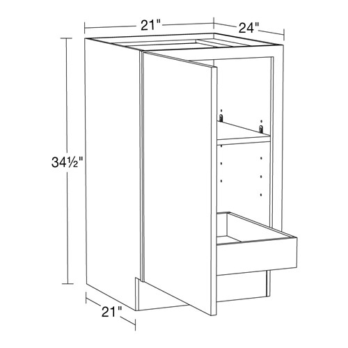 Strata Gray Flat Panel Base Full Height 21" 1 Rollout 