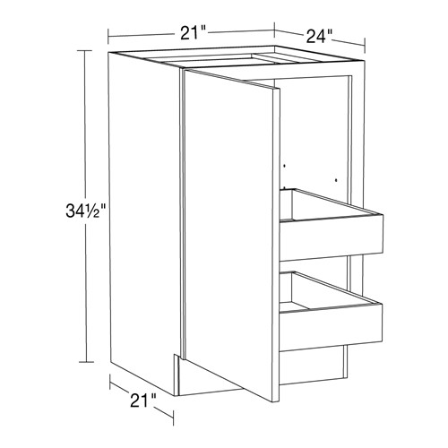 Strata Gray Flat Panel Base Full Height 21" 2 Rollout 