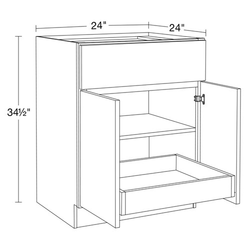Strata Gray Flat Panel Base 24" 1 Rollout Tray