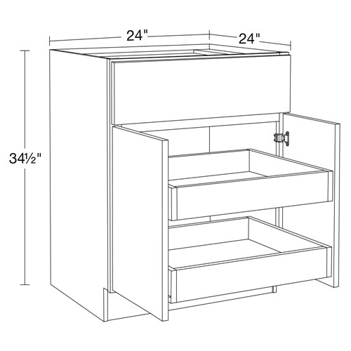 Strata Gray Flat Panel Base 24" 2 Rollout Tray