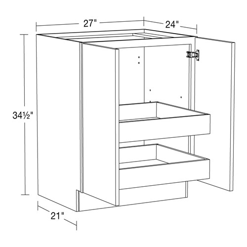 Strata Gray Flat Panel Base Full Height 27" 2 Rollout