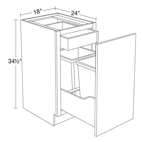 Strata Gray Flat Panel Deluxe Double Wastebasket Cabinet 18"