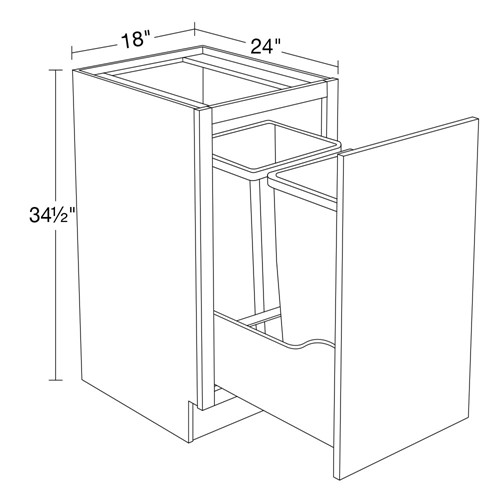 Strata Gray Flat Panel Large Double Wastebasket Cabinet 18"