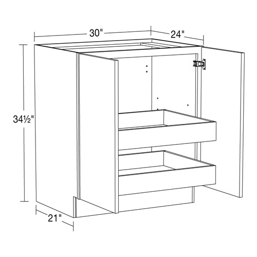 Strata Gray Flat Panel Base Full Height 30" 2 Rollout
