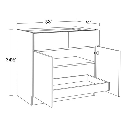 Strata Gray Flat Panel Base 33" 1 Rollout Tray