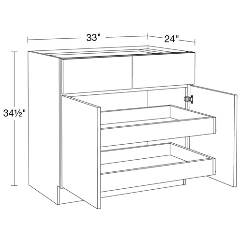 Strata Gray Flat Panel Base 33" 2 Rollout Tray