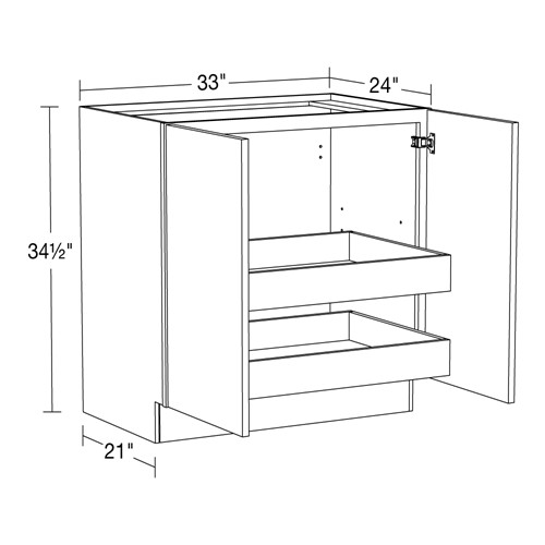 Strata Gray Flat Panel Base Full Height 33" 2 Rollout