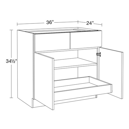 Strata Gray Flat Panel Base 36" 1 Rollout Tray