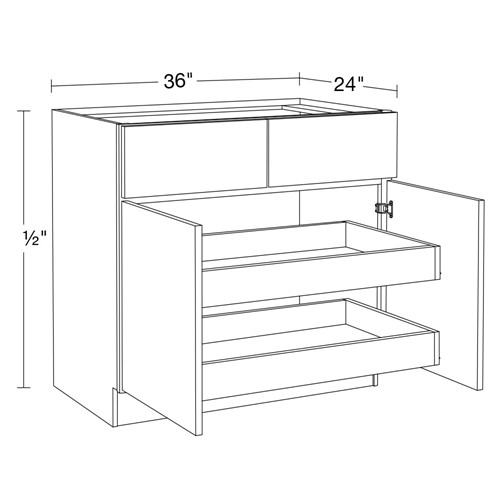 Strata Gray Flat Panel Base 36" 2 Rollout Tray