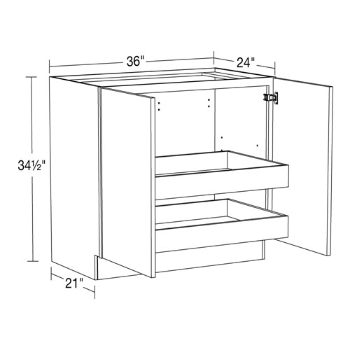 Strata Gray Flat Panel Base Full Height 36" 2 Rollout