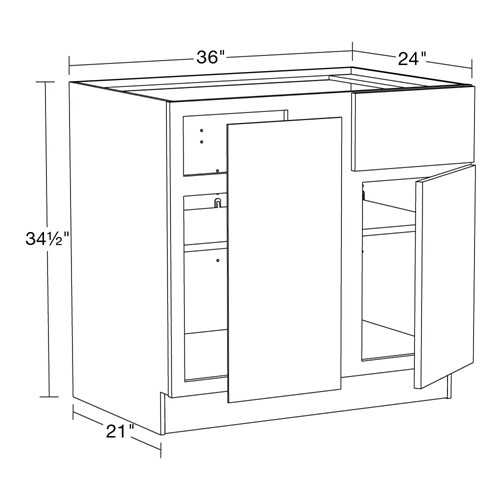 Strata Gray Flat Panel Base Blind Corner w/Drawer 42"