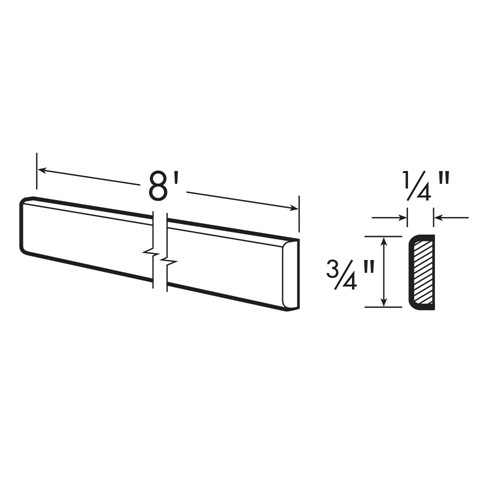 Strata Gray Flat Panel Batten Molding 8' x 3/4" x 1/4"