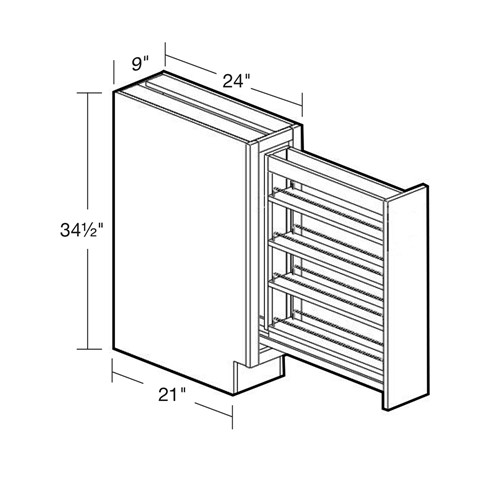 Strata Gray Flat Panel Spice Pullout Cabinet - 9"