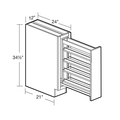 Strata Gray Flat Panel Spice Pullout Cabinet - 12"