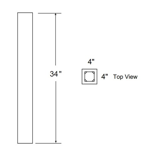 Strata Gray Flat Panel Column Spindle Leg 4" x 4" x 35"