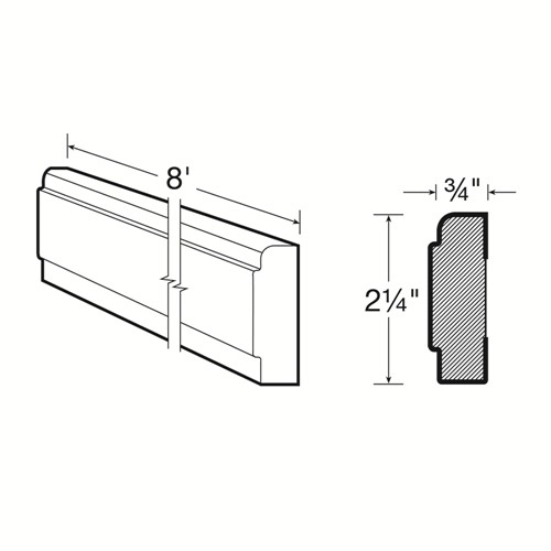 Strata Gray Flat Panel Light Rail 96" x 2" Molding