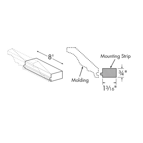 Strata Gray Flat Panel Top Molding Mount Strip 8'x1 3/16"x3/4"
