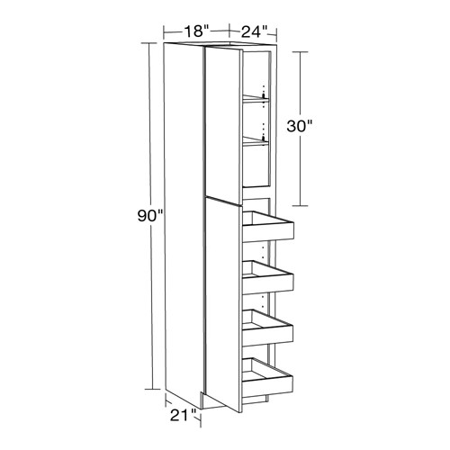 Strata Gray Flat Panel Utility 18" x 24" x 90" 4 Rollout 