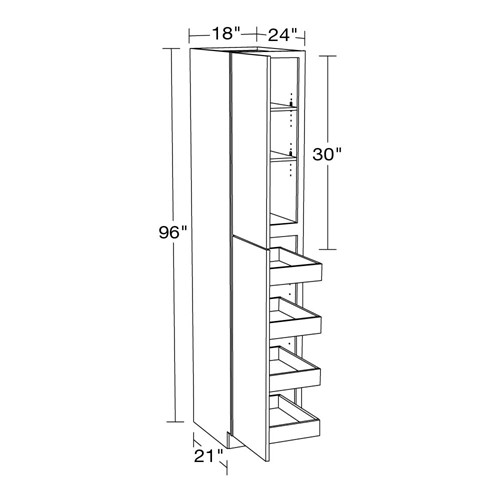Strata Gray Flat Panel Utility 18" x 24" x 96" 4 Rollout 