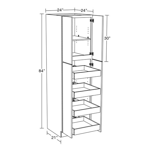 Strata Gray Flat Panel Utility 24" x 24" x 84" 4 Rollout