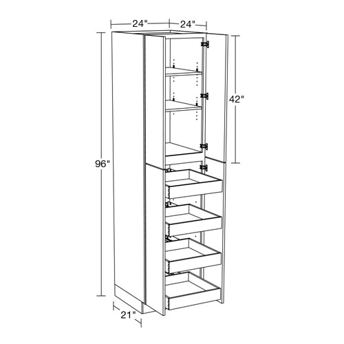 Strata Gray Flat Panel Utility 24" x 24" x 96" 4 Rollout Tray