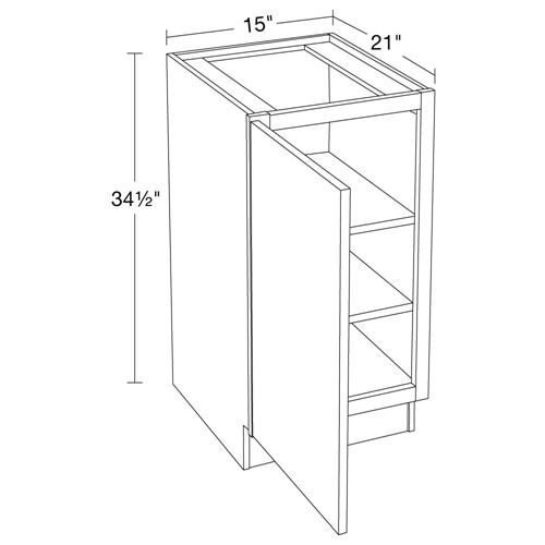 Strata Gray Flat Panel Vanity Base Full Height Doors 15"