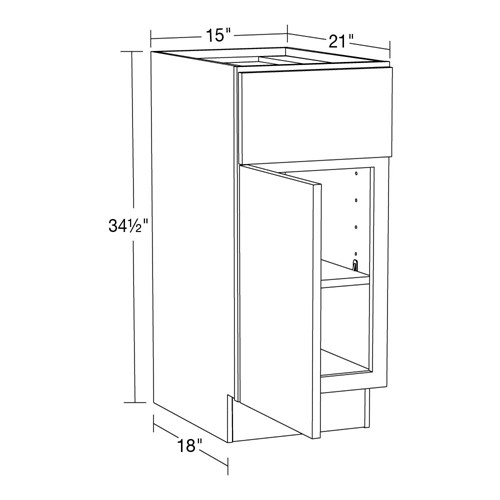 Strata Gray Flat Panel Vanity Base 15"
