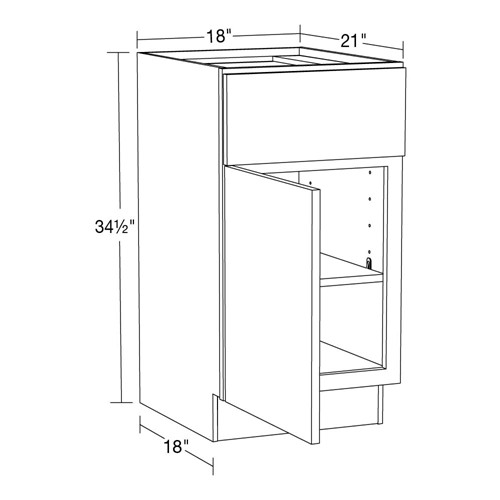 Strata Gray Flat Panel Vanity Base 18"
