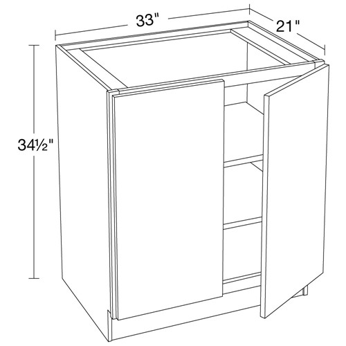 Strata Gray Flat Panel Vanity Base Full Height Doors 33"