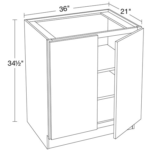 Strata Gray Flat Panel Vanity Base Full Height Doors 36"