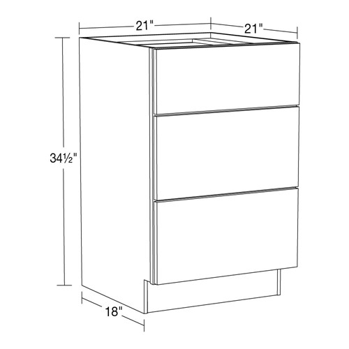 Strata Gray Flat Panel Vanity Base Drawer 21" x 21"