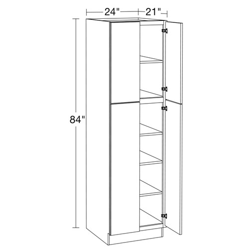 Strata Gray Flat Panel Vanity Linen Cabinet 24"x21"x84"