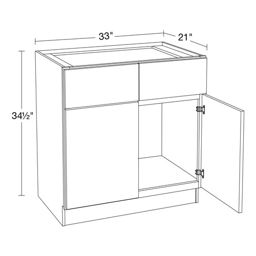 Strata Gray Flat Panel Vanity Sink Base 33" x 21"