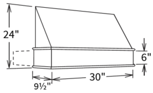 Caramel Shaker Tapered Wood Hood 30" x 24" x 6 13/16"