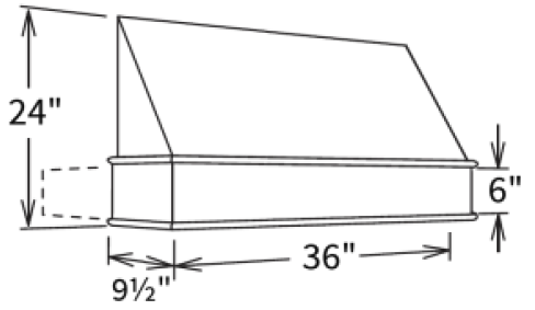 Caramel Shaker Tapered Wood Hood 36" x 24" x 6 13/16"