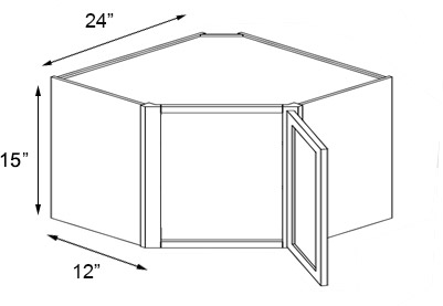 Slim Walnut Shaker Corner Wall Cabinet - 24" W x 15" H