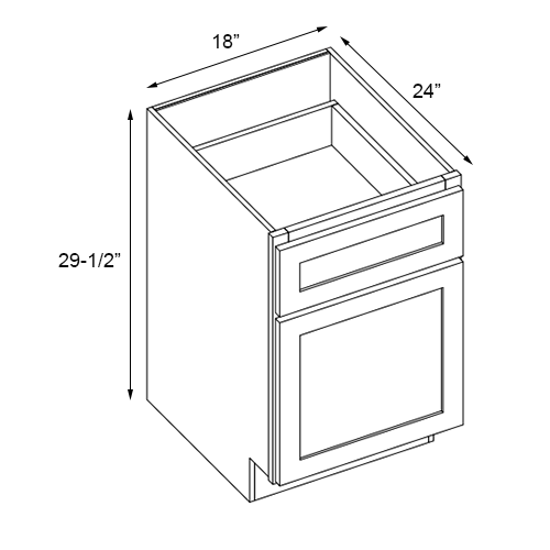 Slim Walnut Shaker Desk Drawer Base - 18" W x 29.5" H x 24" D