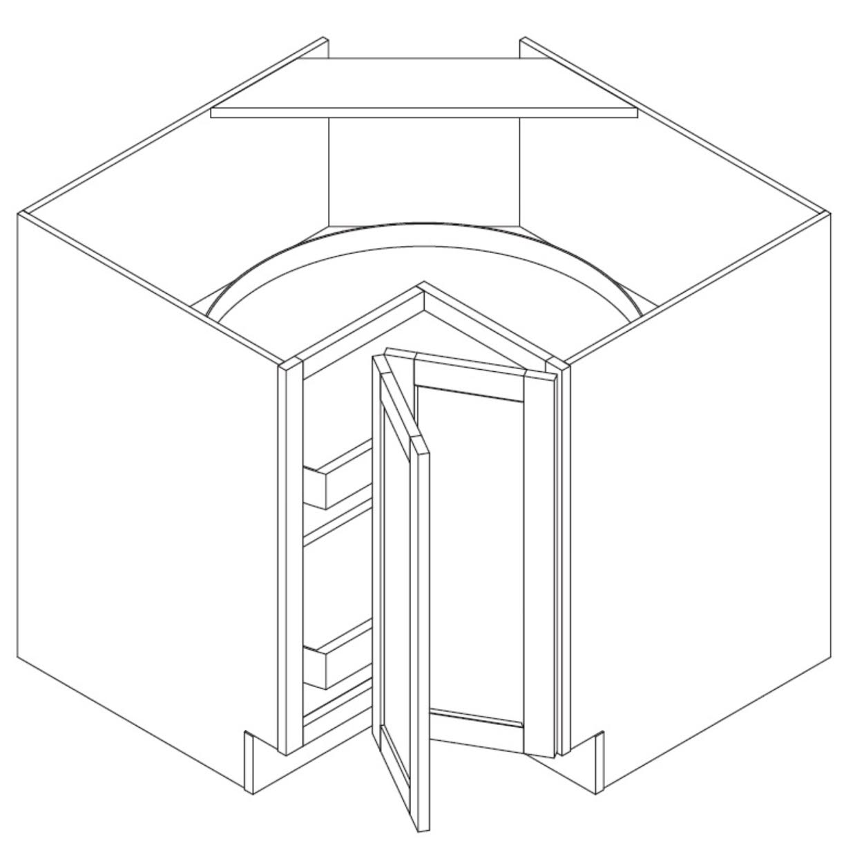 Slim Walnut Shaker Lazy Susan Cabinet - 36" W x 36" D