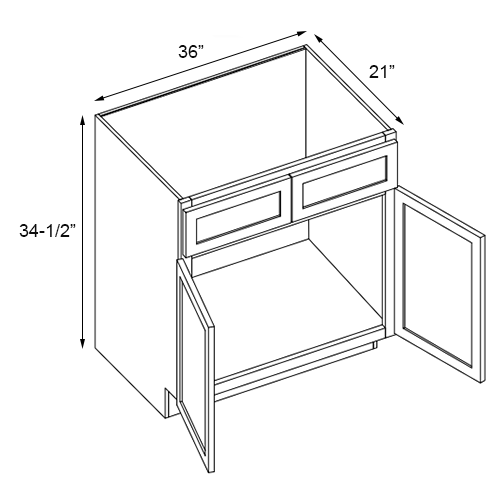 Slim Walnut Shaker Double Door Vanity - 36" W
