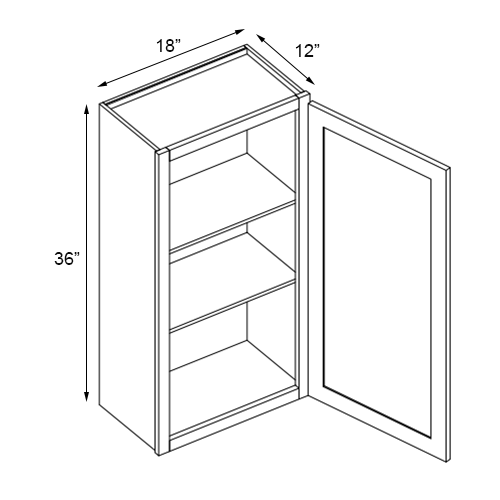 Slim Walnut Shaker Single Door Wall Cabinet - 18" W x 36" H