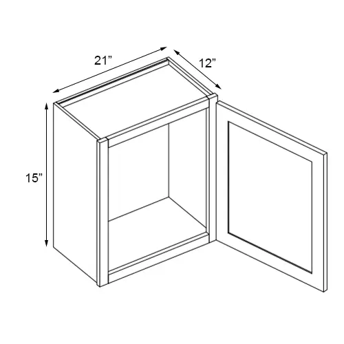 Slim Walnut Shaker Single Door Wall Cabinet - 21" W x 15" H
