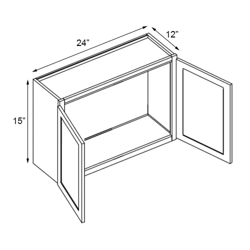 Slim Walnut Shaker Double Door Wall Cabinet - 24" W x 15" H