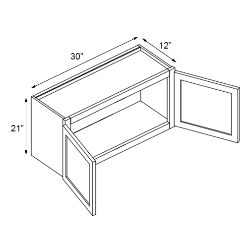 Slim Walnut Shaker Double Door Wall Cabinet - 30" W x 21" H