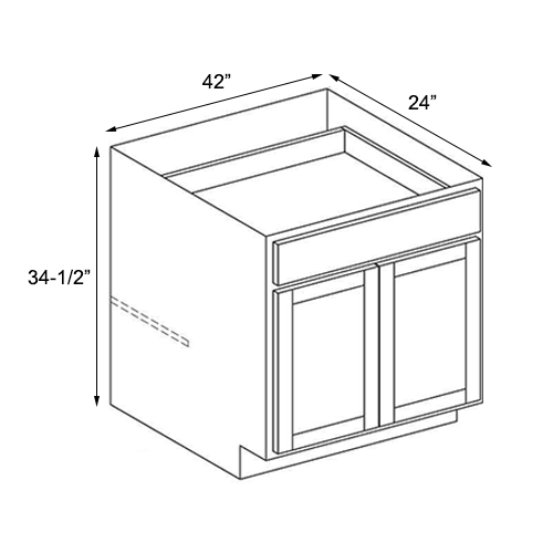 Coastal Sand Shaker Double Door Base Cabinet - 42"W x 34-1/2"H