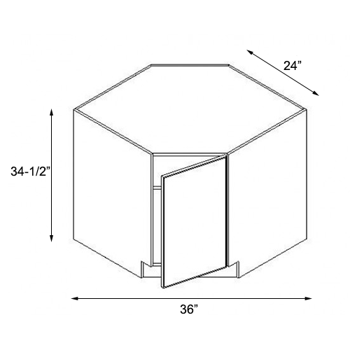 Coastal Sand Shaker Base Diagonal Cabinet - 36"W x 34-1/2"H