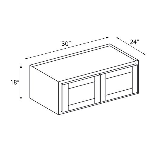 Coastal Sand Slim Shaker Double Door Wall Cabinet - 30"W x 18"H